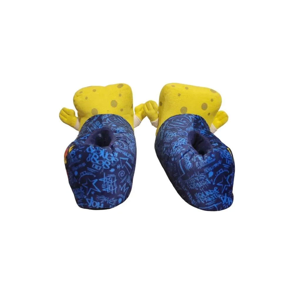 SpongeBob Slippers Kids Unisex 2/3 Blue Yellow Warm Fun Cartoon
